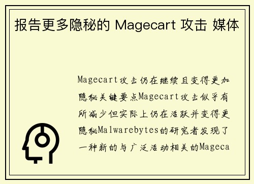 报告更多隐秘的 Magecart 攻击 媒体
