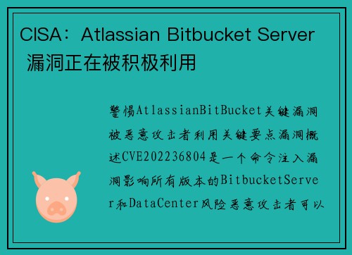 CISA：Atlassian Bitbucket Server 漏洞正在被积极利用 